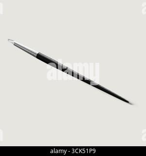 A sleek black pen with a silver tip, designed for writing or drawing. Stock Photo