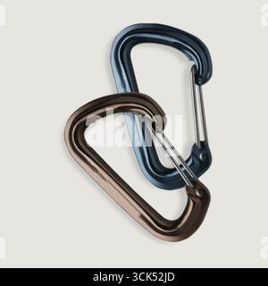 Realistic view of d ring key chain isolated against plain background , suitable for enhancing elements of your design project. Stock Photo