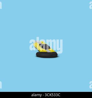 A yellow utility knife with a black handle, designed for cutting and crafting tasks. Stock Photo