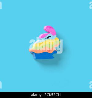 A colorful layered rabbit-shaped eraser, designed for fun and creative use in stationery. Stock Photo