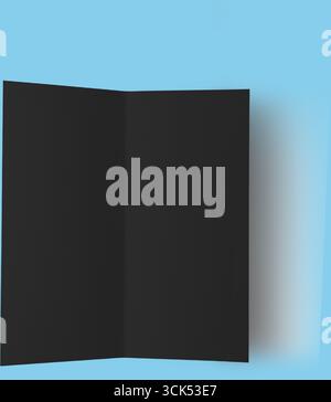 An open book with a black cover, showcasing blank pages for writing or drawing. Stock Photo