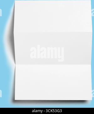 A blank white sheet of paper folded in a way that suggests it could be used for notes or design. Stock Photo