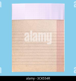 A simple, lined notepad with a brown paper texture and a light purple top edge, ideal for writing notes or lists. Stock Photo