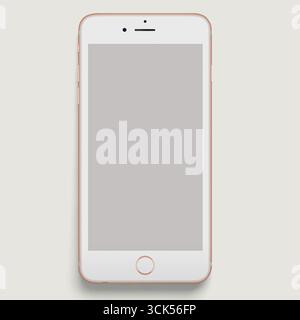 Top up view realistic smart phone isolated on plain background , useful for element designs. Stock Photo