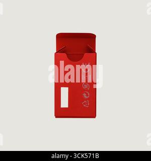 An unique concept of isolated red box on plain background , very suitable to use in mostly project. Stock Photo