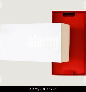 An unique concept of isolated red box on plain background , very suitable to use in mostly project. Stock Photo