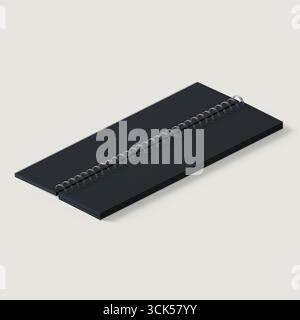 A black spiral notebook with a simple design, ideal for writing notes or sketches. Stock Photo