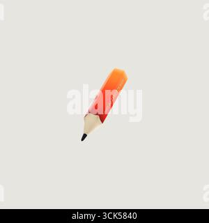 A red pencil with a sharpened tip, commonly used for writing or drawing. Stock Photo