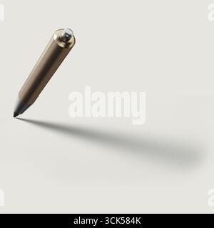 A sleek, metallic pen with a fine tip, ideal for writing or drawing. Stock Photo