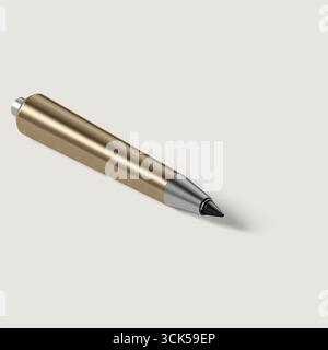 A sleek, metallic pen with a pointed tip, designed for writing or drawing. Stock Photo