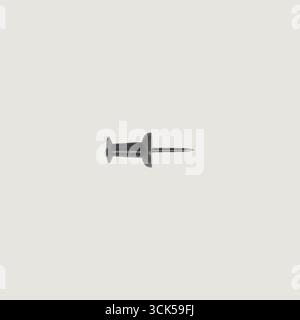 A black push pin used for fastening papers or notes to surfaces. Stock Photo
