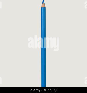 A blue colored pencil with a sharpened tip, ideal for drawing or coloring. Stock Photo