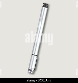 A sleek silver pen designed for writing and drawing. Stock Photo