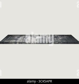 A flat, textured surface resembling a weathered wooden platform. Stock Photo
