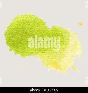 A watercolor splash in green and yellow hues, ideal for backgrounds or artistic projects. Stock Photo