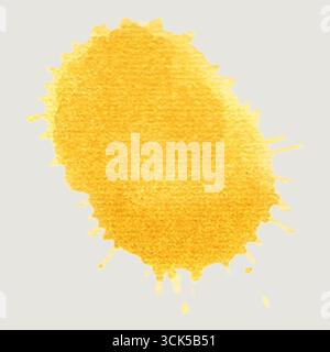 A vibrant yellow watercolor splash, ideal for creative designs and backgrounds. Stock Photo