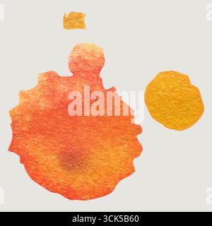 A vibrant watercolor illustration featuring abstract orange and yellow shapes, evoking a sense of creativity and warmth. Stock Photo