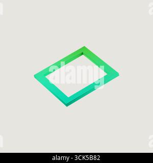 A 3D-rendered green gradient rectangular frame, showcasing a modern design element. Stock Photo