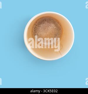 A top-down view of a cup of coffee, showcasing its rich color and frothy surface. Stock Photo