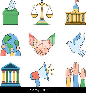 International Day of Democracy icon set illustrations Stock Vector