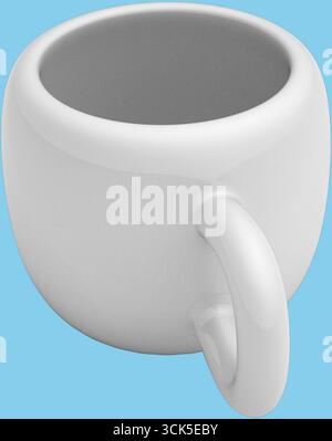 A simple white ceramic mug with a handle, designed for holding beverages like coffee or tea. Stock Photo