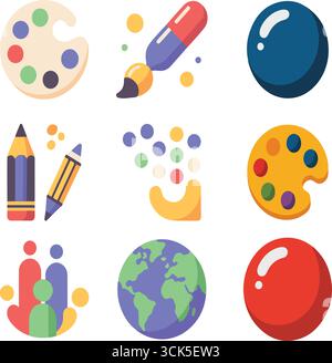 International Dot Day colorful icon set illustration Stock Vector