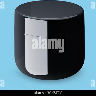 A sleek, black cylindrical container with a smooth surface, likely used for cosmetics or skincare products. Stock Photo