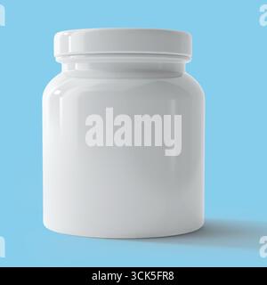 A plain white jar with a lid, often used for storage or packaging of various substances. Stock Photo