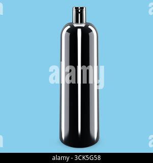A sleek, metallic black bottle designed for storage or dispensing liquids. Stock Photo