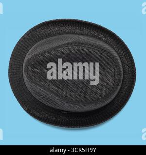 A black woven hat viewed from above, showcasing its texture and shape. Stock Photo