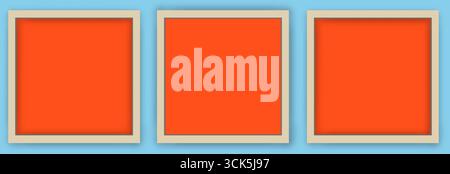 The image features three orange squares with light-colored frames, creating a simple and clean graphic design. Stock Photo