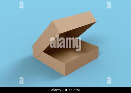This image shows an open cardboard box, often used for packaging and storage. Stock Photo