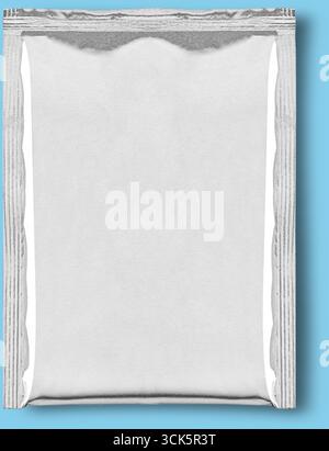 A plain, sealed packaging pouch, typically used for containing various products. Stock Photo