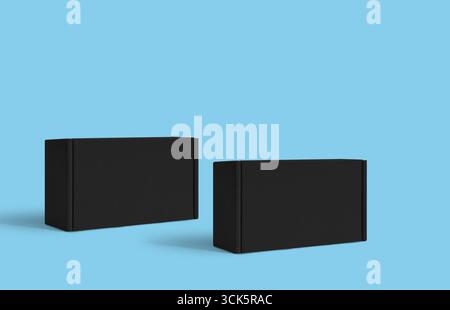 Two black rectangular blocks positioned side by side, possibly representing a minimalist design or product display. Stock Photo