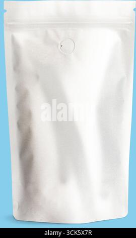 A plain, resealable packaging pouch designed for storing various products. Stock Photo