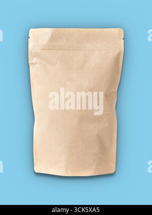 A plain, unmarked brown paper pouch, typically used for packaging food or other products. Stock Photo