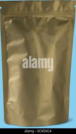 A plain, sealed packaging pouch, likely designed for storing food or powdered products. Stock Photo