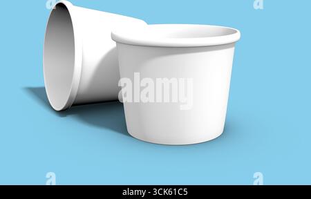 Two white plastic cups stacked together, often used for drinks or food servings. Stock Photo