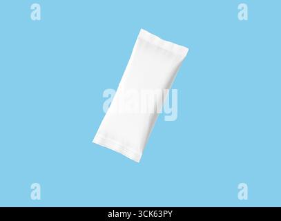 A plain white packaging pouch, typically used for containing various products. Stock Photo