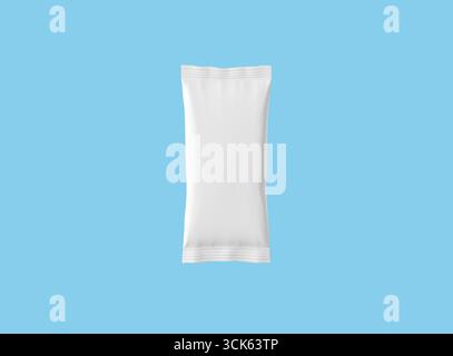 A plain, sealed white packet, potentially for food or other products, designed for packaging and storage. Stock Photo