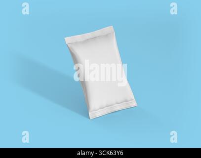 A plain, unmarked white packet, likely for packaging food or small items, suggesting simplicity and versatility. Stock Photo
