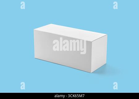 A plain white rectangular box, ideal for packaging or storage purposes. Stock Photo