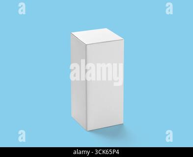A plain white box with a rectangular shape, often used for packaging or storage purposes. Stock Photo