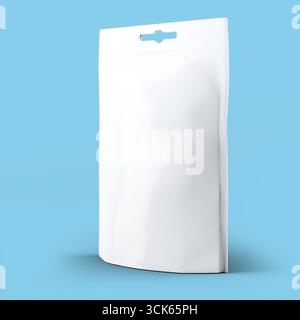 A plain white packaging pouch designed for various products. Stock Photo