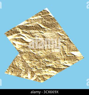 A wrinkled sheet of gold foil, showcasing a textured surface with light reflections. Stock Photo
