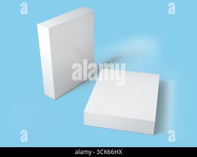 Two blank white boxes positioned together, ideal for design mockups or presentations. Stock Photo