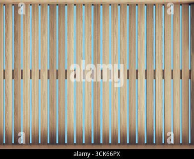 A wooden slatted wall providing texture and structure, suitable for design or architectural purposes. Stock Photo