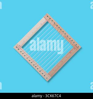 A square wooden ruler with multiple measurement lines, designed for precise drawing and crafting tasks. Stock Photo