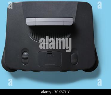 A classic gaming console designed for playing video games. Stock Photo