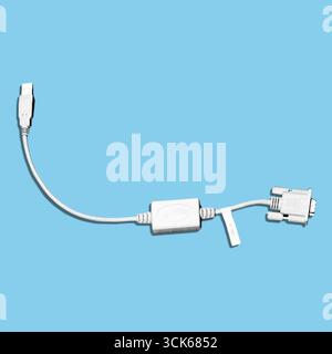 A connector cable featuring USB and VGA ports for connecting devices. Stock Photo